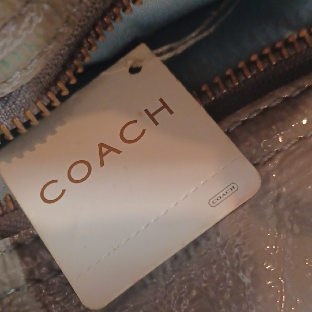 COACH EVER GREEN HOBO Patent Leather Shoulder Bag Zoe - Picture 8 of 14